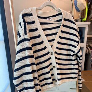 Reformation Navy Striped Cardigan